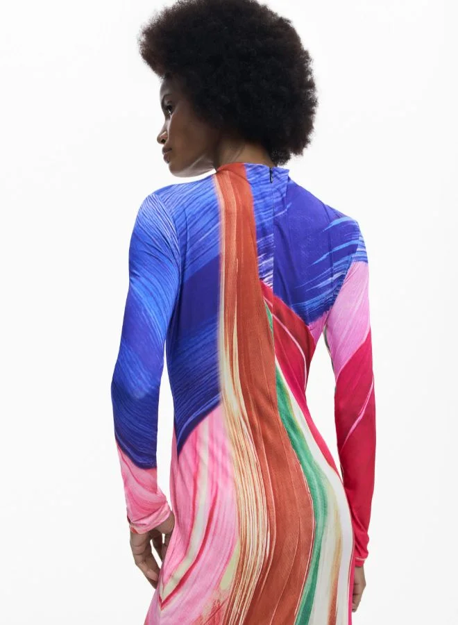 Desigual multicolor abstract print Arty Knit Dress for Women | Best Price UAE